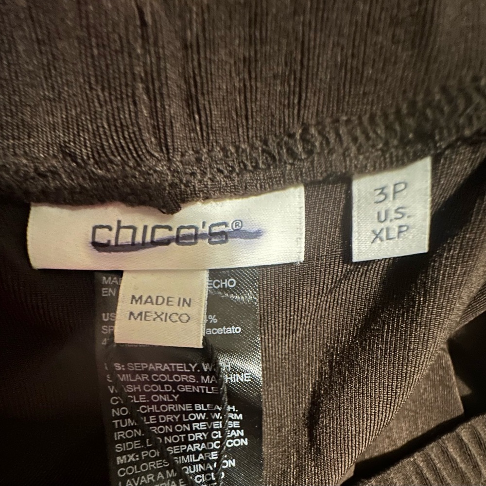 Chicos Travelers Slinky Wide Leg Pants Size 3P US XLP Pull On High Rise Brown - Picture 3 of 10
